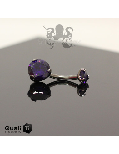 Bijou de nombril QualiTi en Titane implantable & zircon - 10 mm