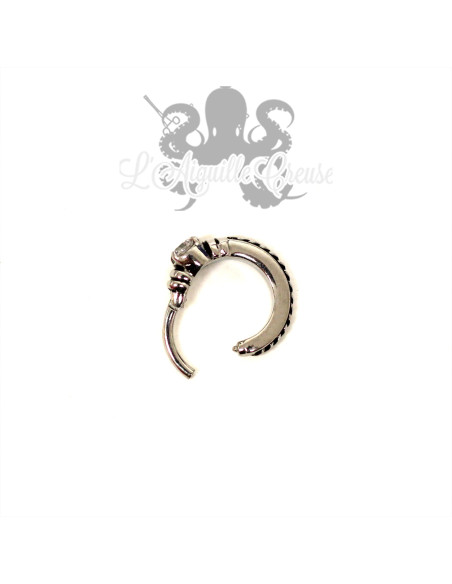 Anneau segmenté en acier chirurgical 316L & zircon cubique, ouverture facile