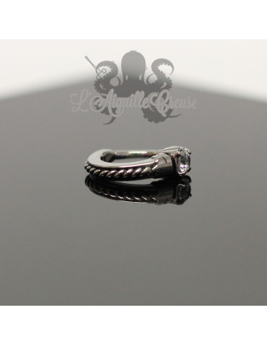 Anneau segmenté en acier chirurgical 316L & zircon cubique, ouverture facile