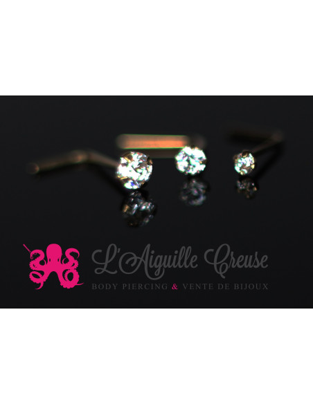 Stud Or 14 carats, orné d'un zircon rond