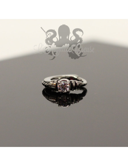 Anneau segmenté en acier chirurgical 316L & zircon cubique, ouverture facile