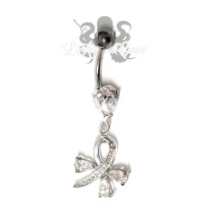 Bijou de nombril Trèfle en argent 925, banane en acier chirurgical 316L 2