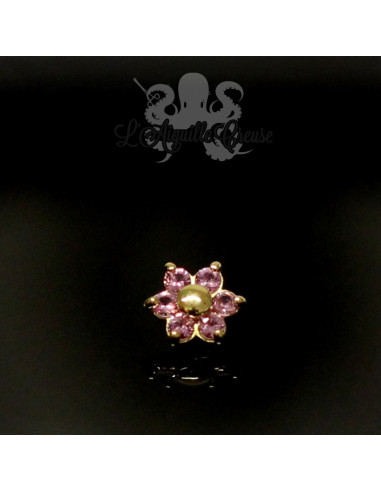 Fleur en Or 18 carats & Saphirs roses, pour bijou en 1.6 mm