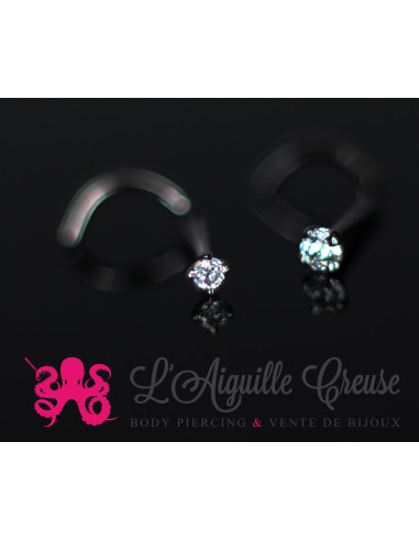 Stud Or blanc & Zircon