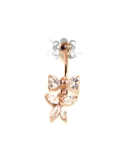 Bijou de nombril Noeud plaqué or rose 14 carats