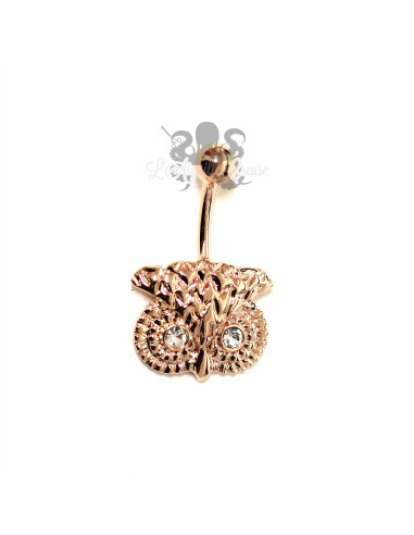 Bijou de nombril Hibou plaqué or rose 14 carats