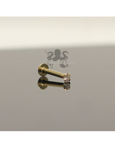 Labret en or jaune 14 carats & diamant blanc griffé threadless