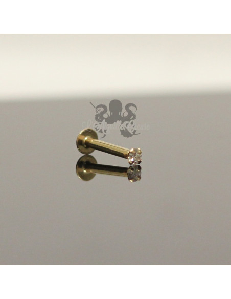 Labret en or jaune 14 carats & diamant blanc griffé threadless