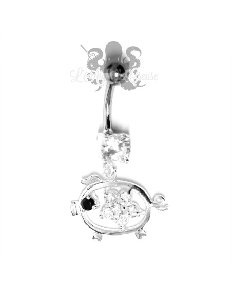 Bijou de nombril Cochon en argent 925, banane en acier chirurgical