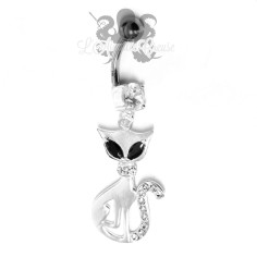 Bijou de nombril Chat en argent 925, banane en acier chirurgical 2