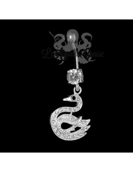 Bijou de nombril Cygne en argent 925, banane en titane implantable