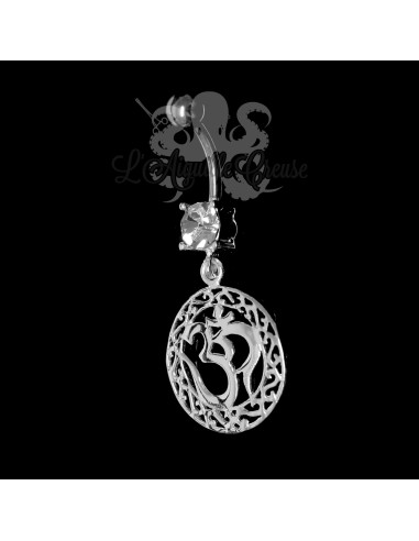 Bijou de nombril Ohm en argent 925, banane en acier chirurgical