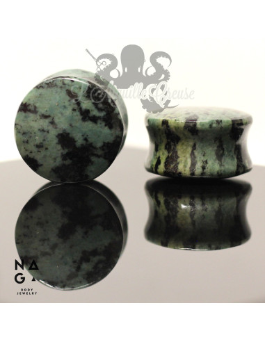 Paire de plugs en Jaspe Green Zebra - NAGABodyJewelry