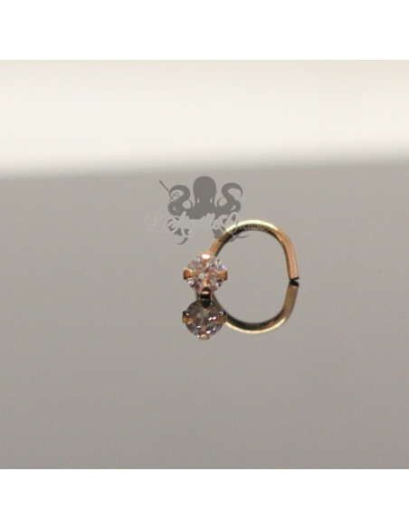 Stud Or rose 9 carats & Zircon rond