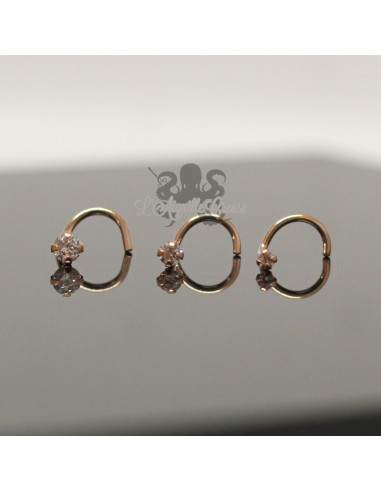 Stud Or rose 9 carats & Zircon rond