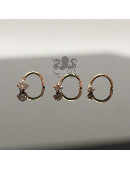 Stud Or rose 9 carats & Zircon rond