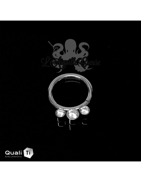 Anneau segmenté en titane QualiTi & zircons, ouverture facile