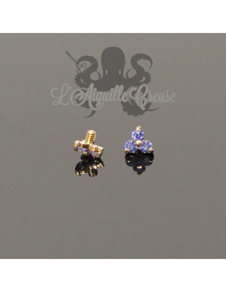 Trèfle en Or 18 carats & Saphirs, pour bijou en 1.2 mm