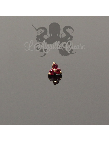 Trèfle en Or 18 carats & Rubis, pour bijou en 1 ou 1.2 mm