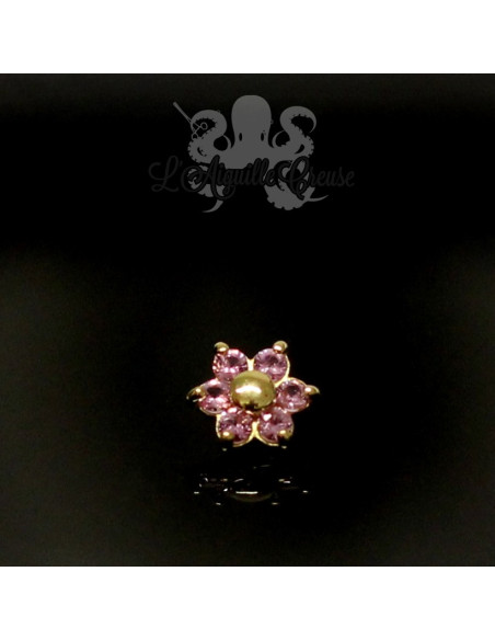 Fleur en Or 18 carats & Saphirs roses, pour bijou en 1 ou 1.2 mm