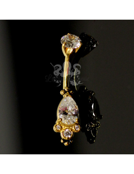 Bijou de nombril en fonte d'acier pvd or 24 K