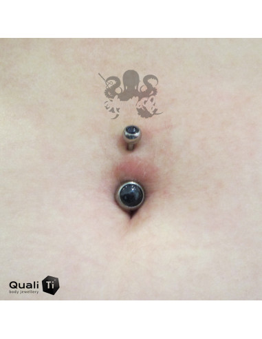 Bijou de nombril QualiTi en Goldstone & Titane implantable