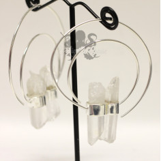 Paire de boucles d'oreilles plaqué Argent 925 & Quartz 2