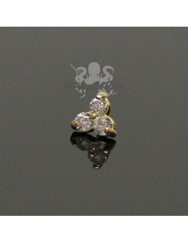 Trèfle en Or 18 carats & Zircons, pour bijou en 1 ou 1.2 mm