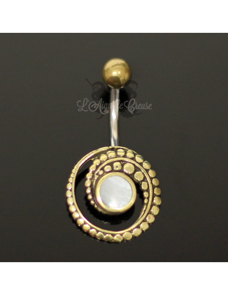 Bijou de nombril en bronze & coquillage