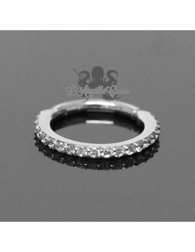 Anneau segmenté orné de cristaux swarovski, ouverture facile