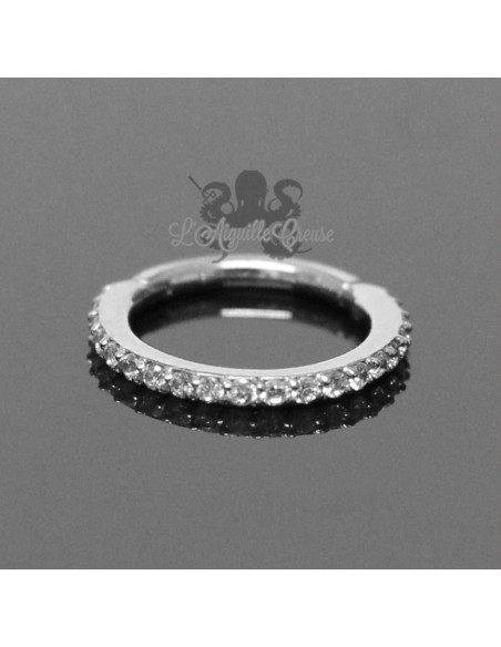 Anneau segmenté orné de cristaux swarovski, ouverture facile