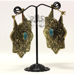 Paire de boucles d'oreilles en bronze & turquoise 2