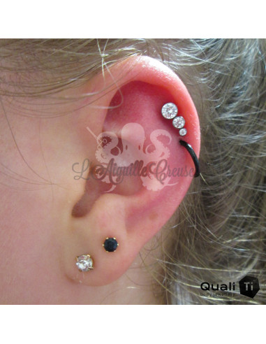 Accessoire QualiTi en titane & 3 zircons CURVE- pour 1.2 mm