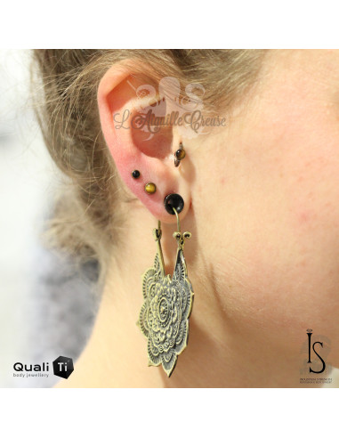 Cabochon en titane & pierres fines IS pour 1.2 mm