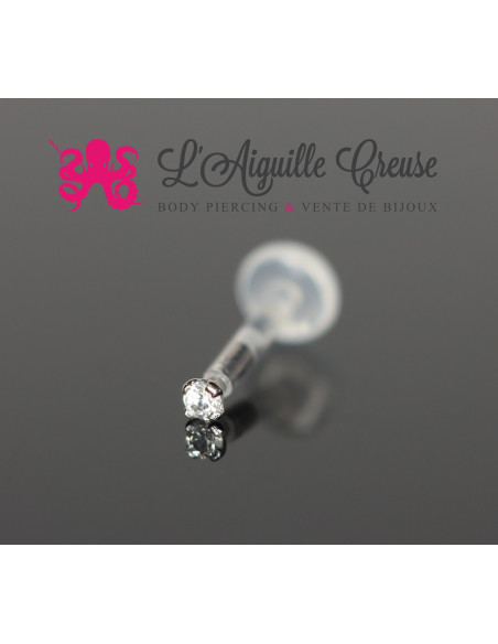 Zircon rond en or blanc 18k