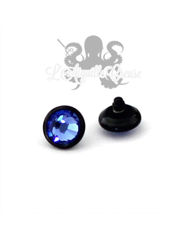 Accessoire pour bijou en 1.6 mm, en titane pvd noir et cristal Swarovski de 4 mm