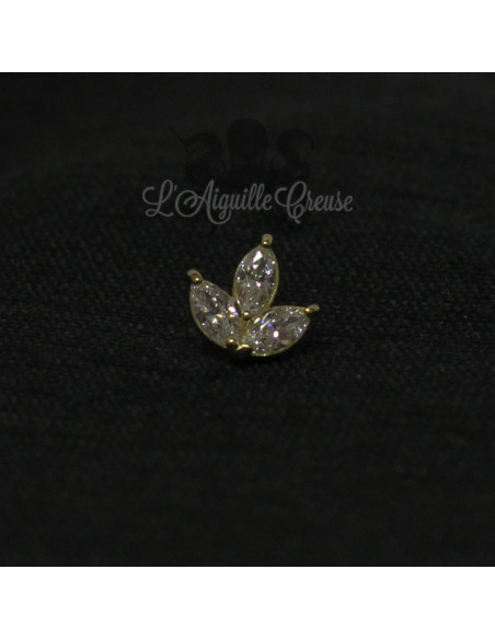 Marquise en Or 18 carats & zircon Swarovski, pour bijou en 1 ou 1.2 mm