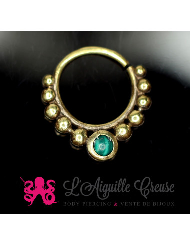 Anneau en bronze et malachite