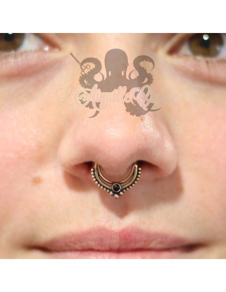 Anneau en bronze cuivré et turquoise