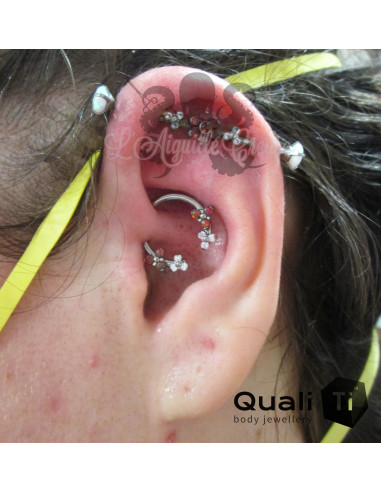 Accessoire QualiTi en titane & Mini trio de zircons - pour 1.2 mm