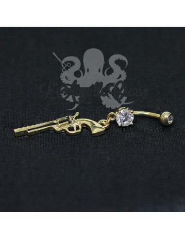 Bijou de nombril Pistolet plaqué or 14 carats