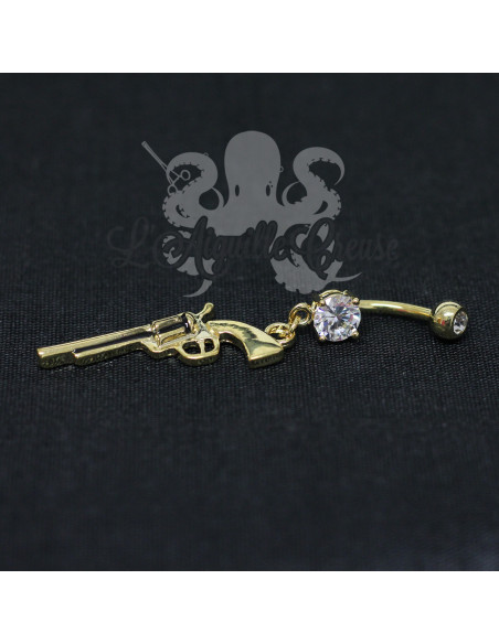 Bijou de nombril Pistolet plaqué or 14 carats
