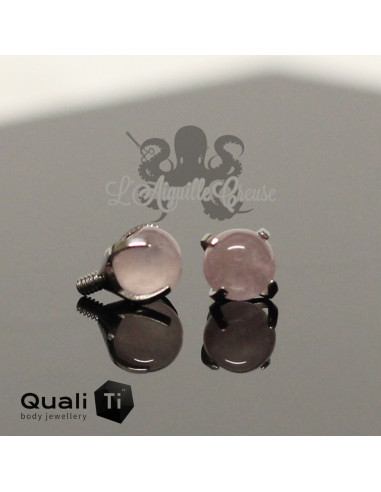 Accessoire QualiTi en titane & quartz rose de 3 mm , pour 1.2 mm