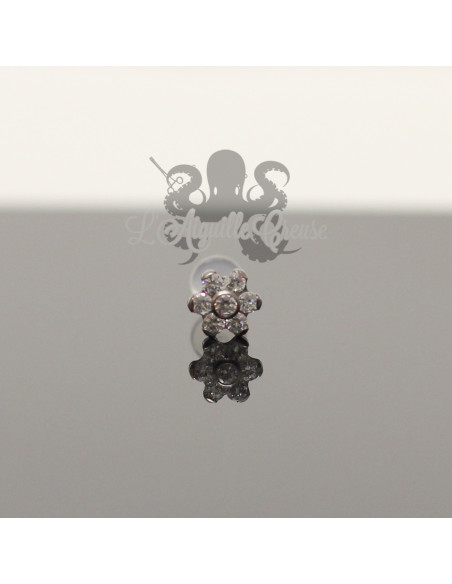 Fleur en titane & zircons clipable