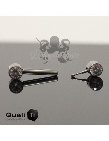 Bijou de téton QualiTi en titane & Zircons - Threadless