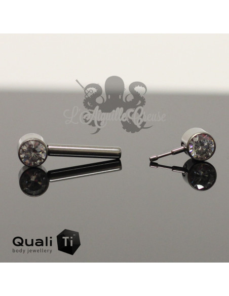 Bijou de téton QualiTi en titane & Zircons - Threadless