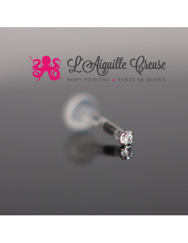 Zircon rond en or blanc 18k