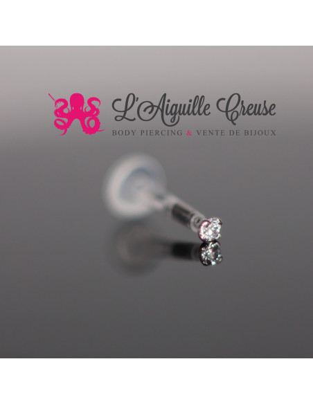 Zircon rond en or blanc 18k