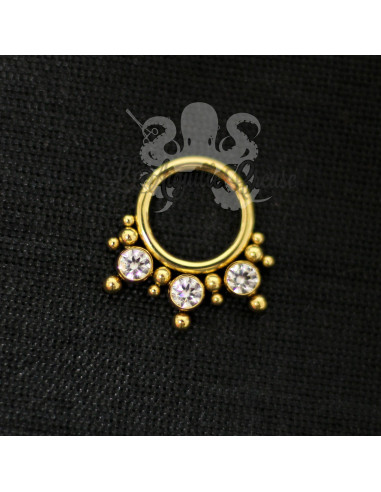 Anneau segmenté en titane pvd or Devil Heart et cristaux Swarovski, ouverture facile