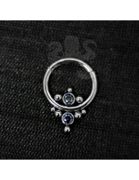 Anneau segmenté en titane Devil Heart et cristaux Swarovski, ouverture facile
